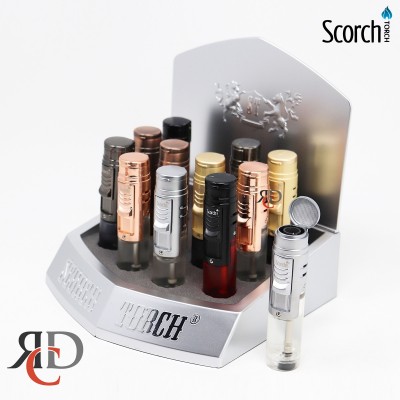 SCORCH TORCH EASY LITE & DIAL/ ANTIQUED METAL FINISH W/ SEE THRU BUTANE STDS104 - 12CT/ DISPLAY